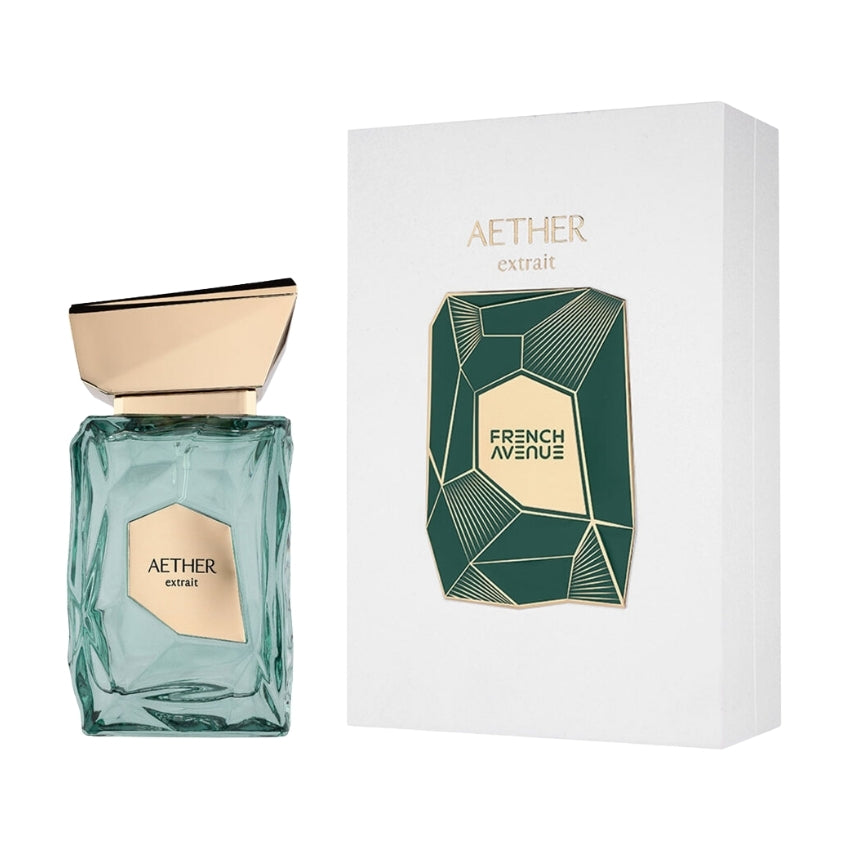 Confezione e bottiglia Aether fragranza fresca e sofisticata Amira Essence