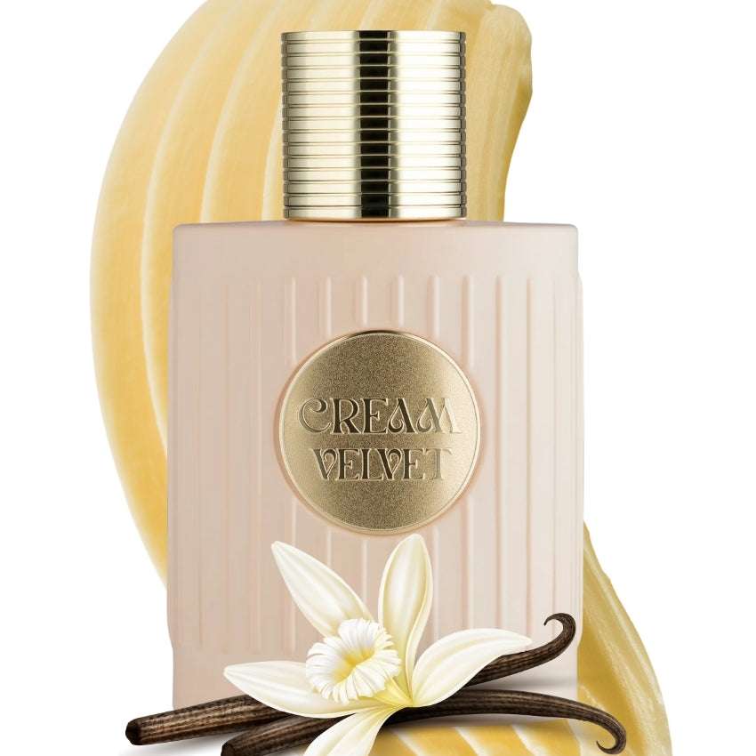 Dettaglio packaging Cream Velvet fragranza morbida e avvolgente con note cremose
