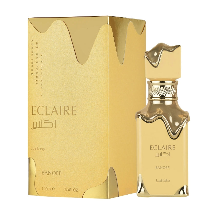 Confezione e bottiglia Eclaire Banoffi profumo dolce e avvolgente Amira Essence