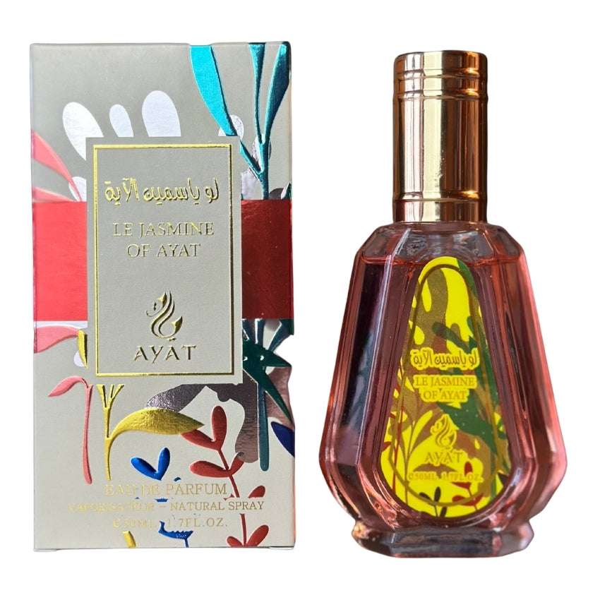 Confezione completa Le Jasmine of Ayat profumo luminoso con ambra legno di agar e muschio