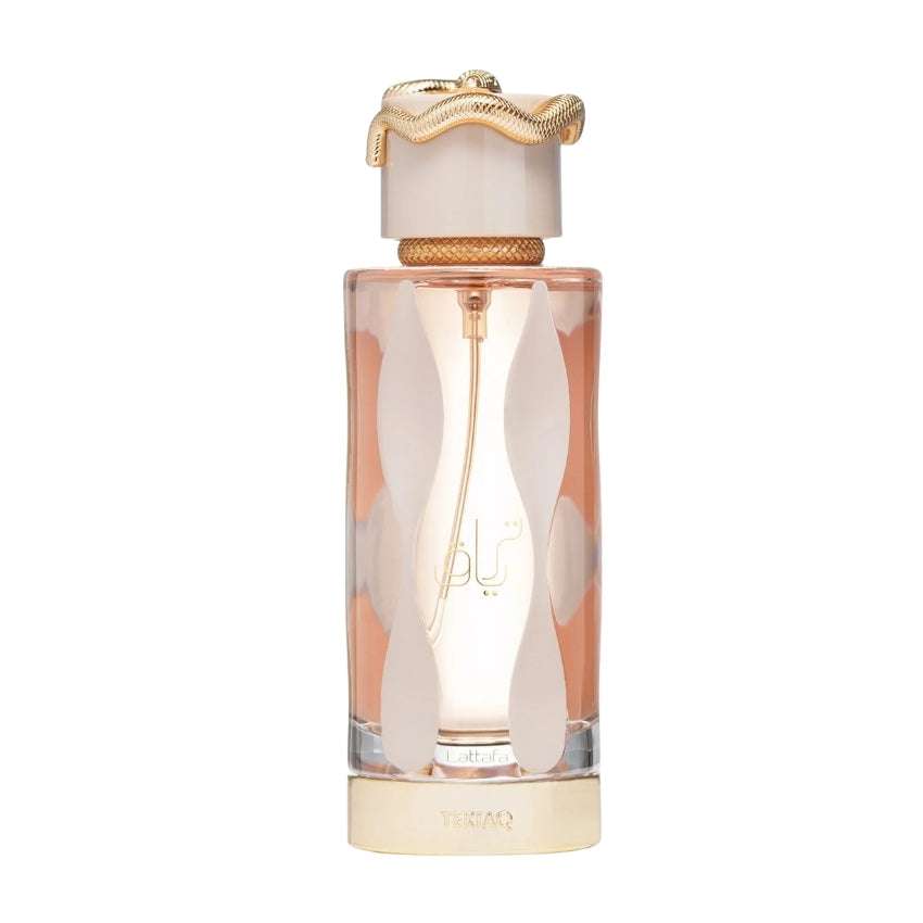 Profumo Teriaq Lattafa con bottiglia elegante e dettagli dorati