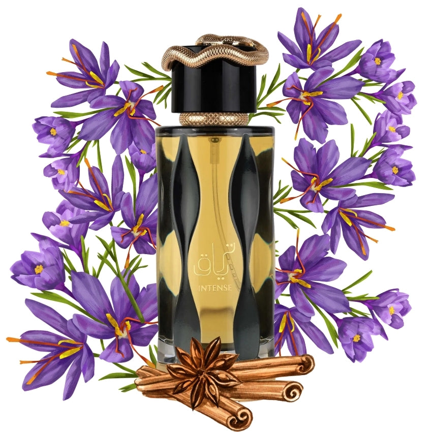 Teriaq Intense profumo unisex con note zafferano bergamotto prugna Amira Essence