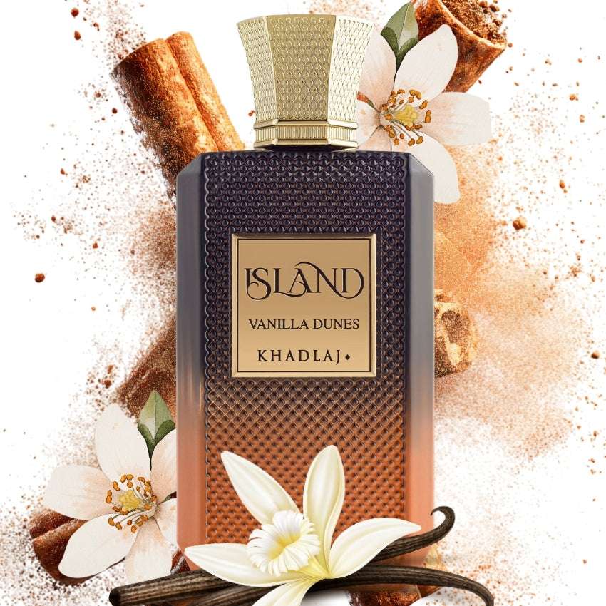 Dettaglio packaging Vanilla Dunes fragranza orientale con vaniglia cannella e cardamomo