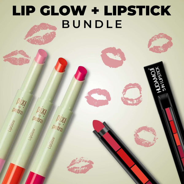 Pack Of 3 Pixi Lip Glow and 5-in-1 Matte Lipstick Bundle