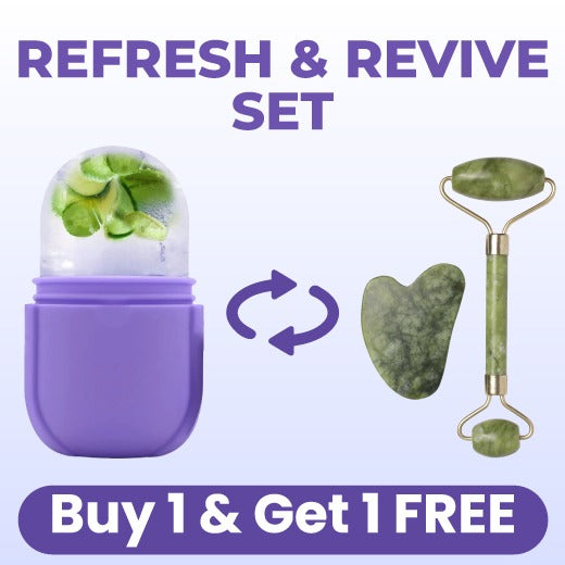 Silicon Ice Roller + free Gua Sha and Jade Roller set